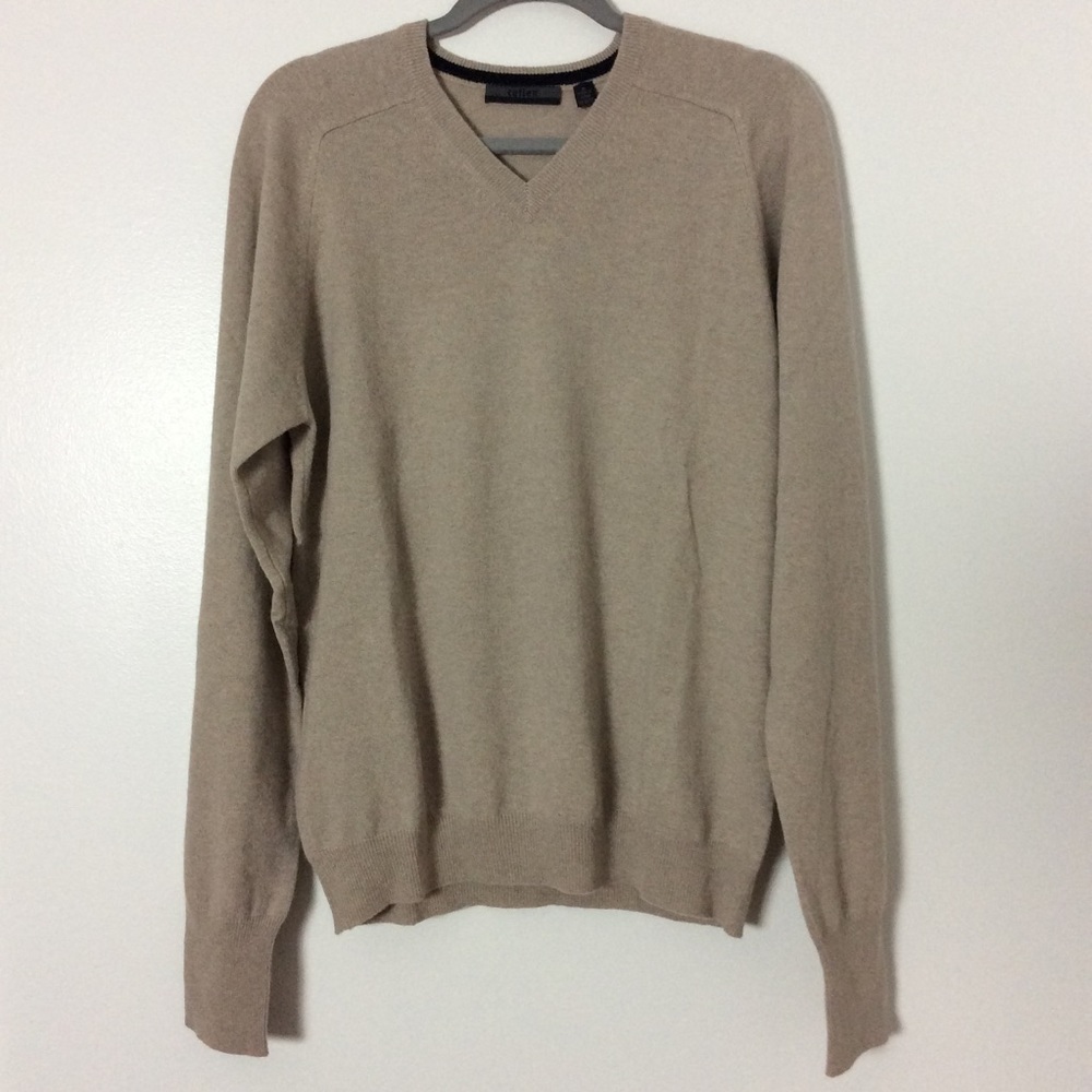 100% Cashmere Men’s Pull On Cullen Tan Sweater Size M